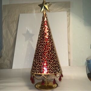 Mosaic Red Tree Star To  Hanging crystals